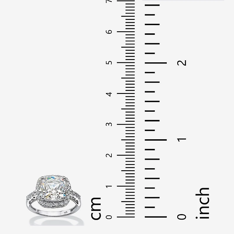 DiamonArt® Womens 3 CT. T.W. Lab Created White Sapphire Platinum Over Silver Square Engagement Ring