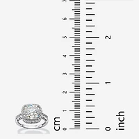 DiamonArt® Womens 3 CT. T.W. Lab Created White Sapphire Platinum Over Silver Square Engagement Ring