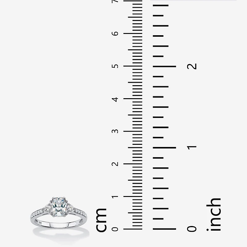 DiamonArt® Womens 1 3/4 CT. T.W. Lab Created White Sapphire Platinum Over Silver Rectangular Engagement Ring
