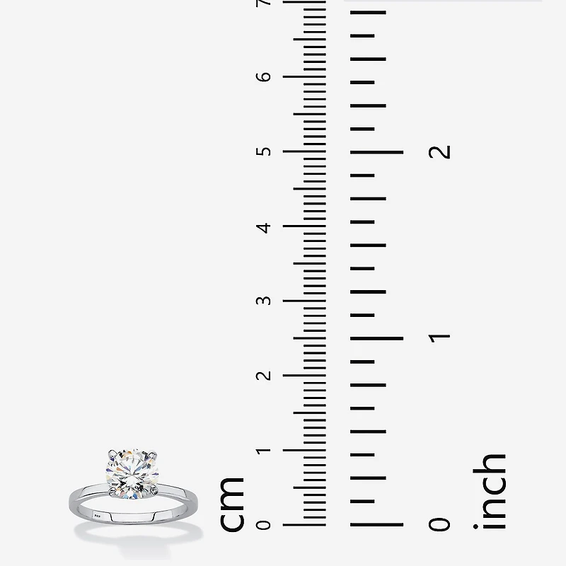 DiamonArt® Womens 1 7/8 CT. T.W. Lab Created White Sapphire Platinum Over Silver Round Engagement Ring