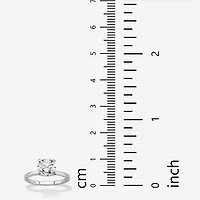 DiamonArt® Womens 1 7/8 CT. T.W. Lab Created White Sapphire Platinum Over Silver Round Engagement Ring