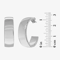 Silver Reflections Womens 30mm Hoop Earrings