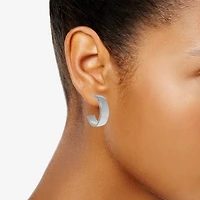 Silver Reflections Womens 30mm Hoop Earrings