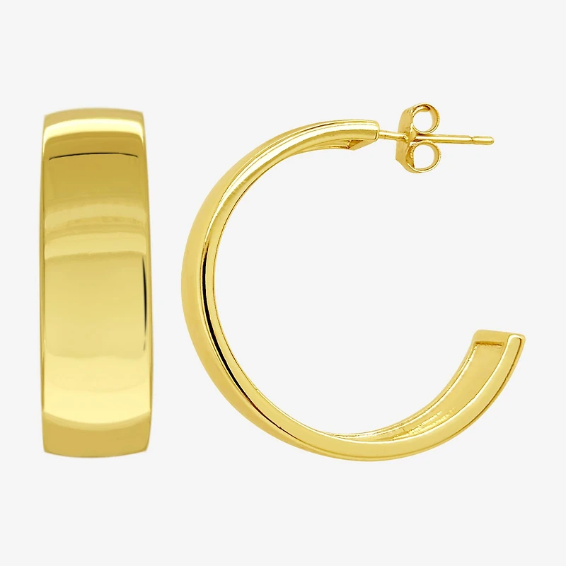 Silver Reflections Womens 14K Gold Over Brass 30mm Hoop Earrings