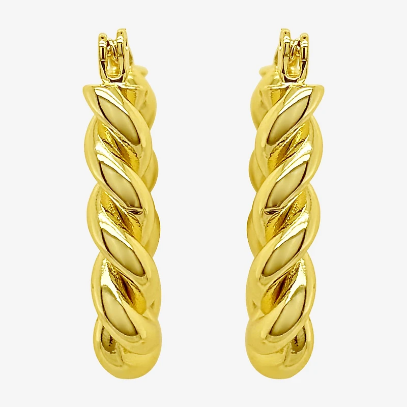 Silver Reflections Womens 14K Gold Over Brass 24mm Hoop Earrings