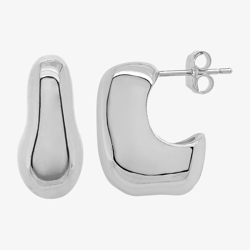 Silver Reflections Womens 20mm Hoop Earrings