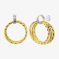 Silver Reflections Door Knocker Womens 14K Two Tone Gold Drop Earrings