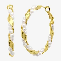 Silver Reflections Womens 14K Gold Over Brass 41mm Hoop Earrings