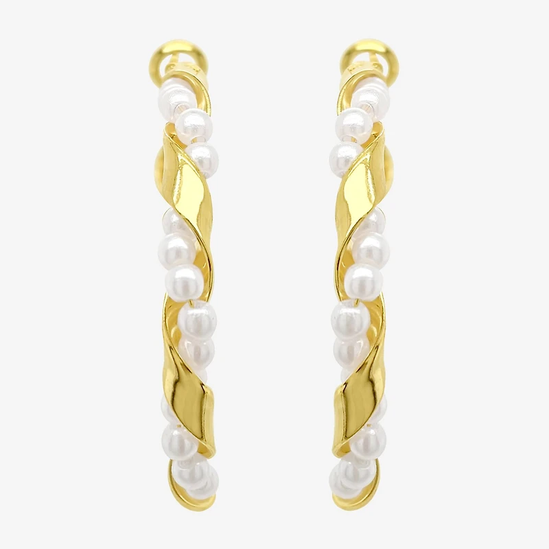Silver Reflections Womens 14K Gold Over Brass 41mm Hoop Earrings