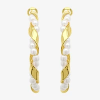 Silver Reflections Womens 14K Gold Over Brass 41mm Hoop Earrings