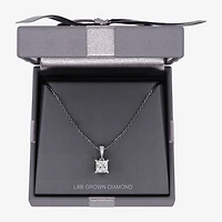Womens 1 CT. Lab Grown White Diamond 10K Gold 18 Inch Princess Pendant Necklace