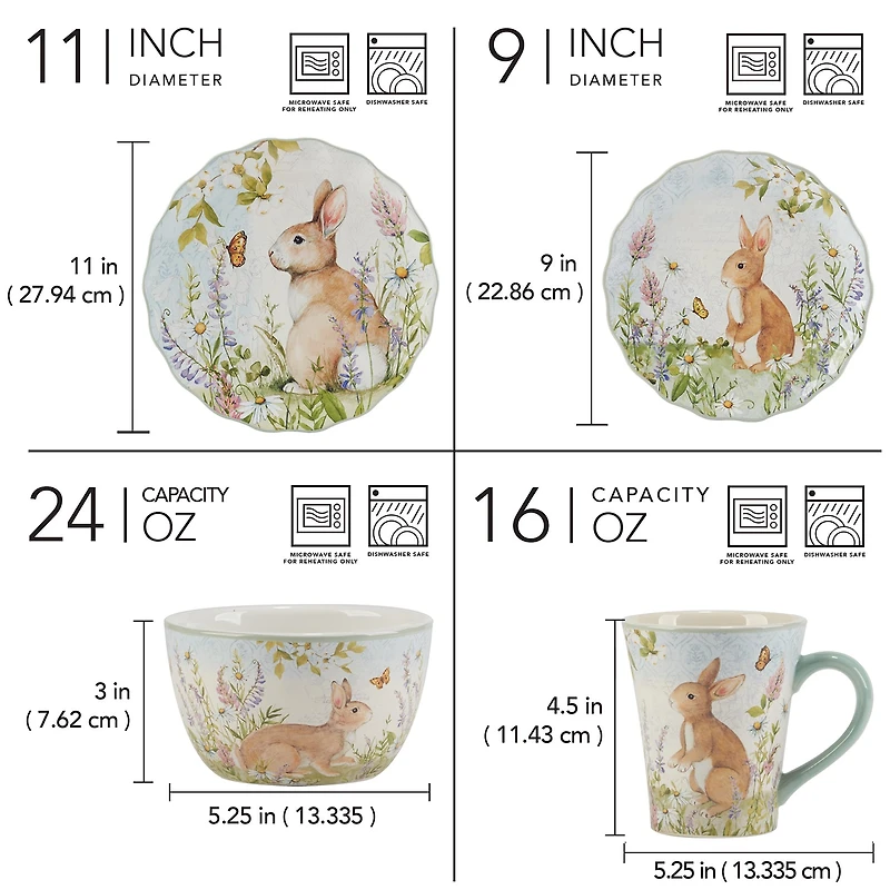 Certified International Easter Meadow 16-pc. Earthenware Dinnerware Set
