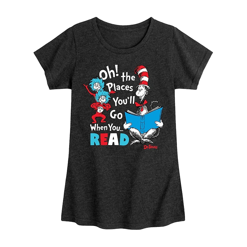 Big Kid Girls Crew Neck Short Sleeve Dr. Seuss T-Shirt