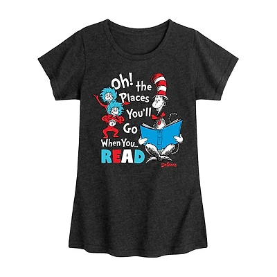Big Kid Girls Crew Neck Short Sleeve Dr. Seuss T-Shirt
