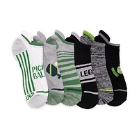 Muk Luks Pickleball Heel Tab Mens Multi-Pack 6 Pair Low Cut Socks