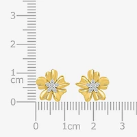 1/8 CT. T.W. Natural White Diamond 10K Gold 11.2mm Flower Stud Earrings