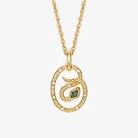 Harry Potter (F/Si2) Womens Diamond Accent Genuine Green Aventurine 14K Gold Over Silver 16 Inch Pendant Necklace