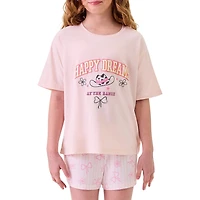 Dream Big Peace Out Little & Kid Girls Crew Neck Short Sleeve 2-pc. Pajama Set