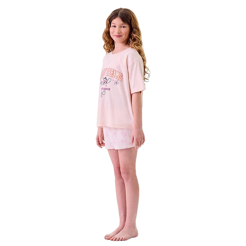 Dream Big Peace Out Little & Kid Girls Crew Neck Short Sleeve 2-pc. Pajama Set
