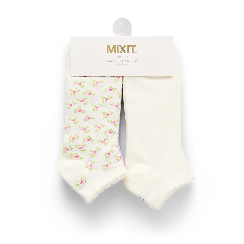 Mixit Womens 6 Pair Low Cut Socks