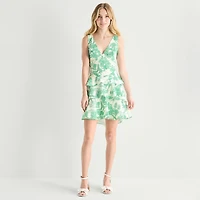 by&by Womens Juniors V Neck Sleeveless Fit + Flare Dress