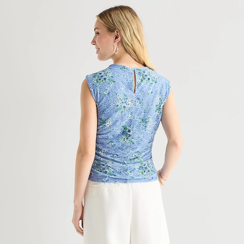 by&by Womens Juniors Mock Neck Sleeveless Blouse