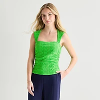 by&by Womens Juniors Square Neck Sleeveless Tank Top