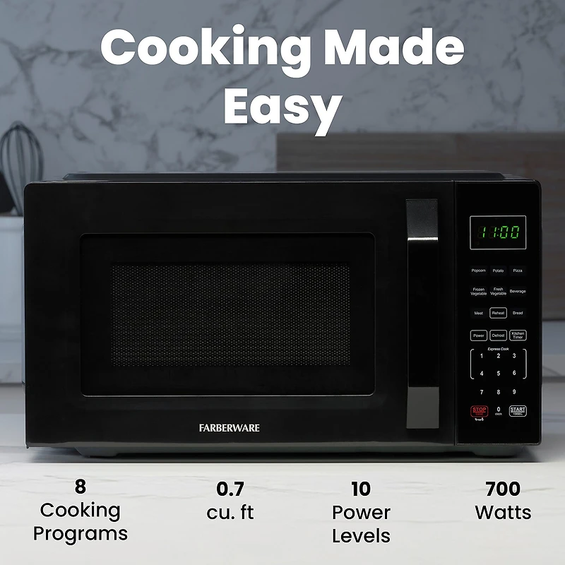 Farberware 0.7 Cu. Ft. 700-Watt Compact Counter Microwave Oven