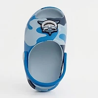 Ground Up Shark Camo Toddler Boys Round Clogs