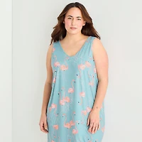 Ambrielle Womens Sleeveless V Neck Nightshirt