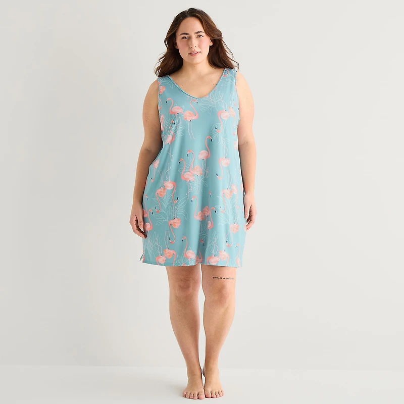 Ambrielle Womens Sleeveless V Neck Nightshirt