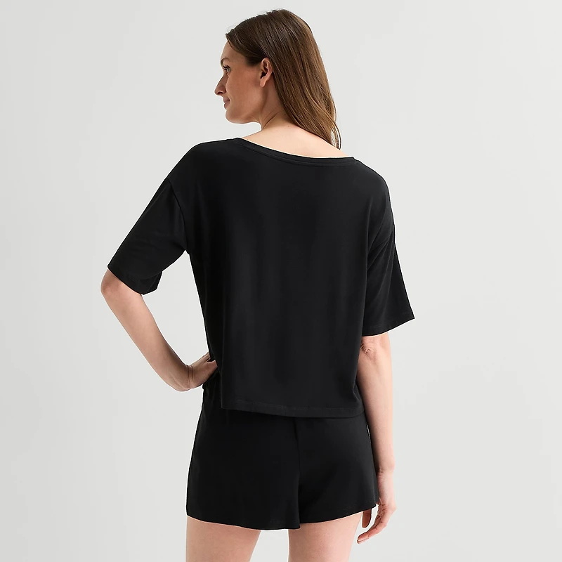 Ambrielle Dream Cool Womens V Neck Short Sleeve Pajama Top