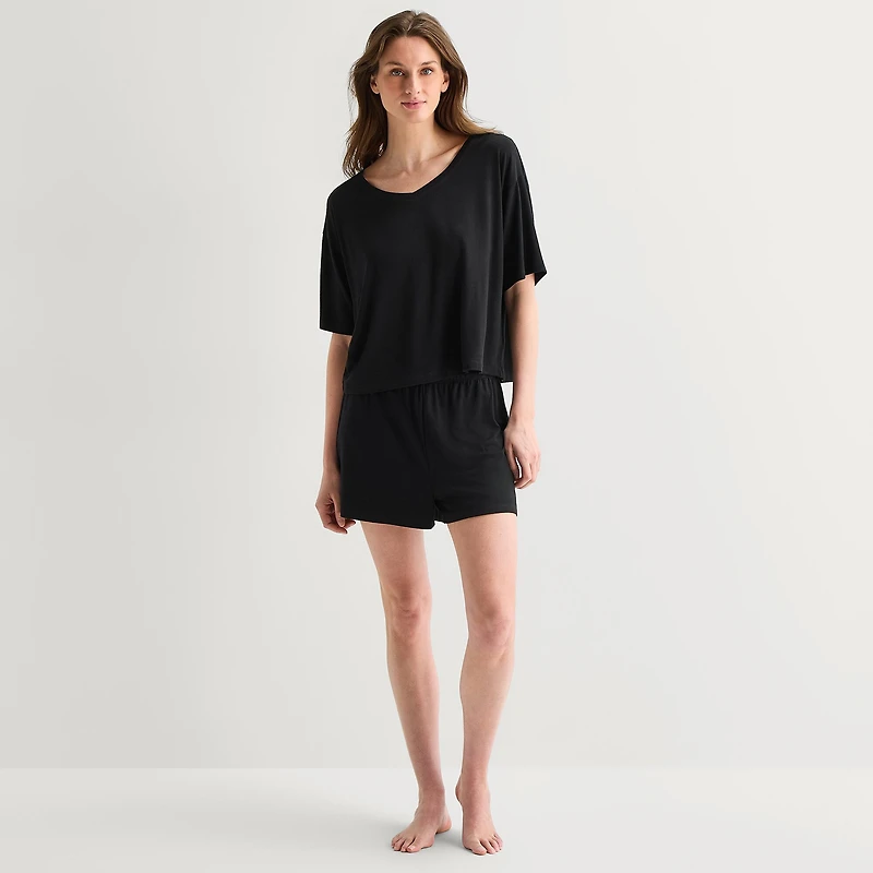 Ambrielle Dream Cool Womens V Neck Short Sleeve Pajama Top