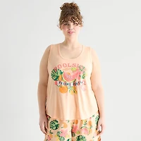 Sleep Chic Womens Scoop Neck Sleeveless Plus Pajama Top