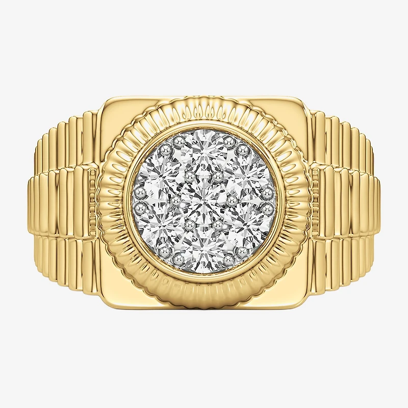 G-H / Si2) Mens / CT. T.W. Lab Grown White Diamond 14K Gold Over Silver Fashion Ring