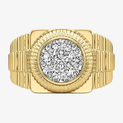 G-H / Si2) Mens / CT. T.W. Lab Grown White Diamond 14K Gold Over Silver Fashion Ring