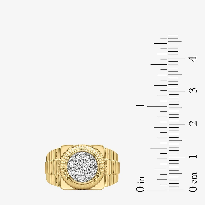G-H / Si2) Mens / CT. T.W. Lab Grown White Diamond 14K Gold Over Silver Fashion Ring