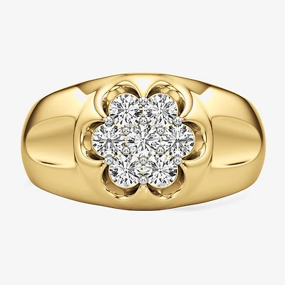 G-H / Si2) Mens 1 CT. T.W. Lab Grown White Diamond 14K Gold Over Silver Fashion Ring