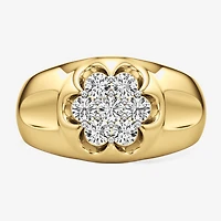 (G-H / Si2) Mens 1 CT. T.W. Lab Grown White Diamond 14K Gold Over Silver Fashion Ring