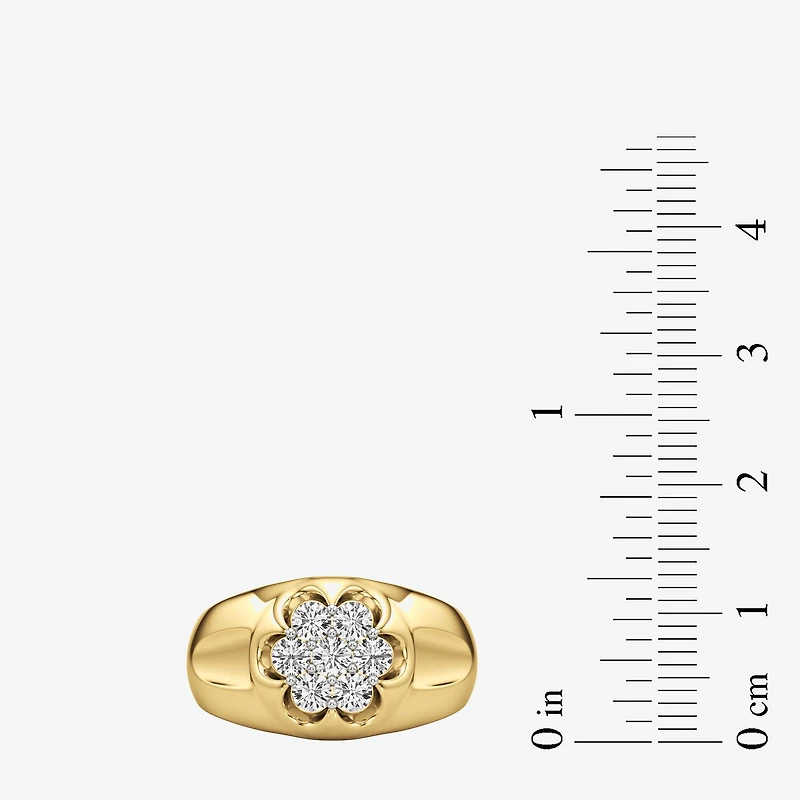 (G-H / Si2) Mens 1 CT. T.W. Lab Grown White Diamond 14K Gold Over Silver Fashion Ring
