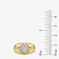 (G-H / Si2) Mens 1 CT. T.W. Lab Grown White Diamond 14K Gold Over Silver Fashion Ring