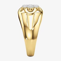 (G-H / Si2) Mens 1 CT. T.W. Lab Grown White Diamond 14K Gold Over Silver Fashion Ring