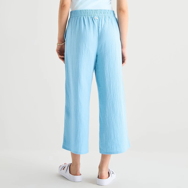 Hurley Womens Juniors Wide Leg Mid Rise Pull-On Pant