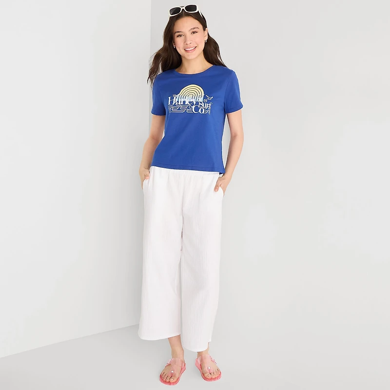 Hurley Womens Juniors Crew Neck Short Sleeve Regular Fit Graphic T-Shirt