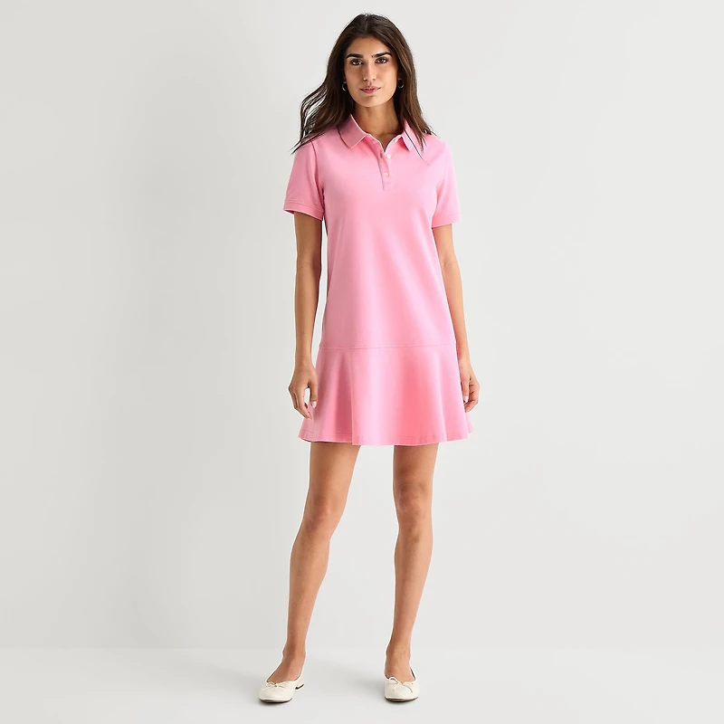 St. John's Bay Womens Short Sleeve Drop Waist Dress