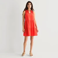 St. John's Bay Womens V Neck Sleeveless A-Line Dress