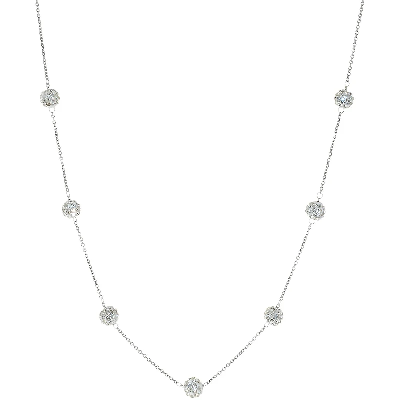 Sterling Silver Crystal Beaded Station Necklace