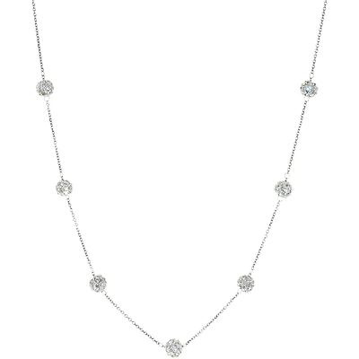 Sterling Silver Crystal Beaded Station Necklace