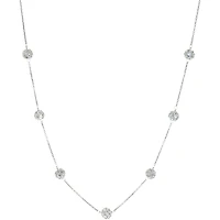 Sterling Silver Crystal Beaded Station Necklace 