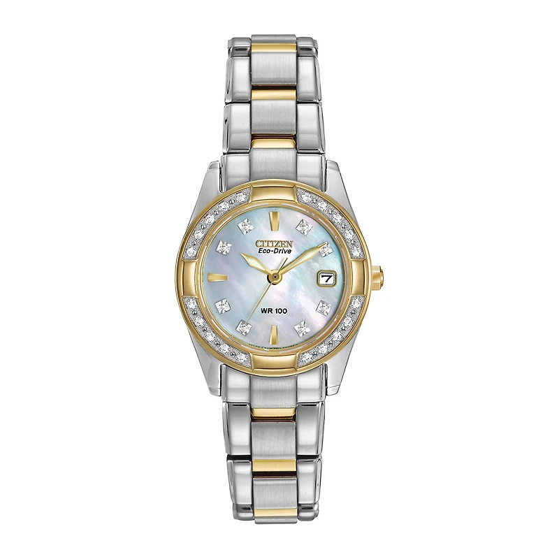 Citizen® Eco-Drive® Regent Womens Diamond-Accent Mother-of-Pearl Bracelet Watch EW1824-57D
